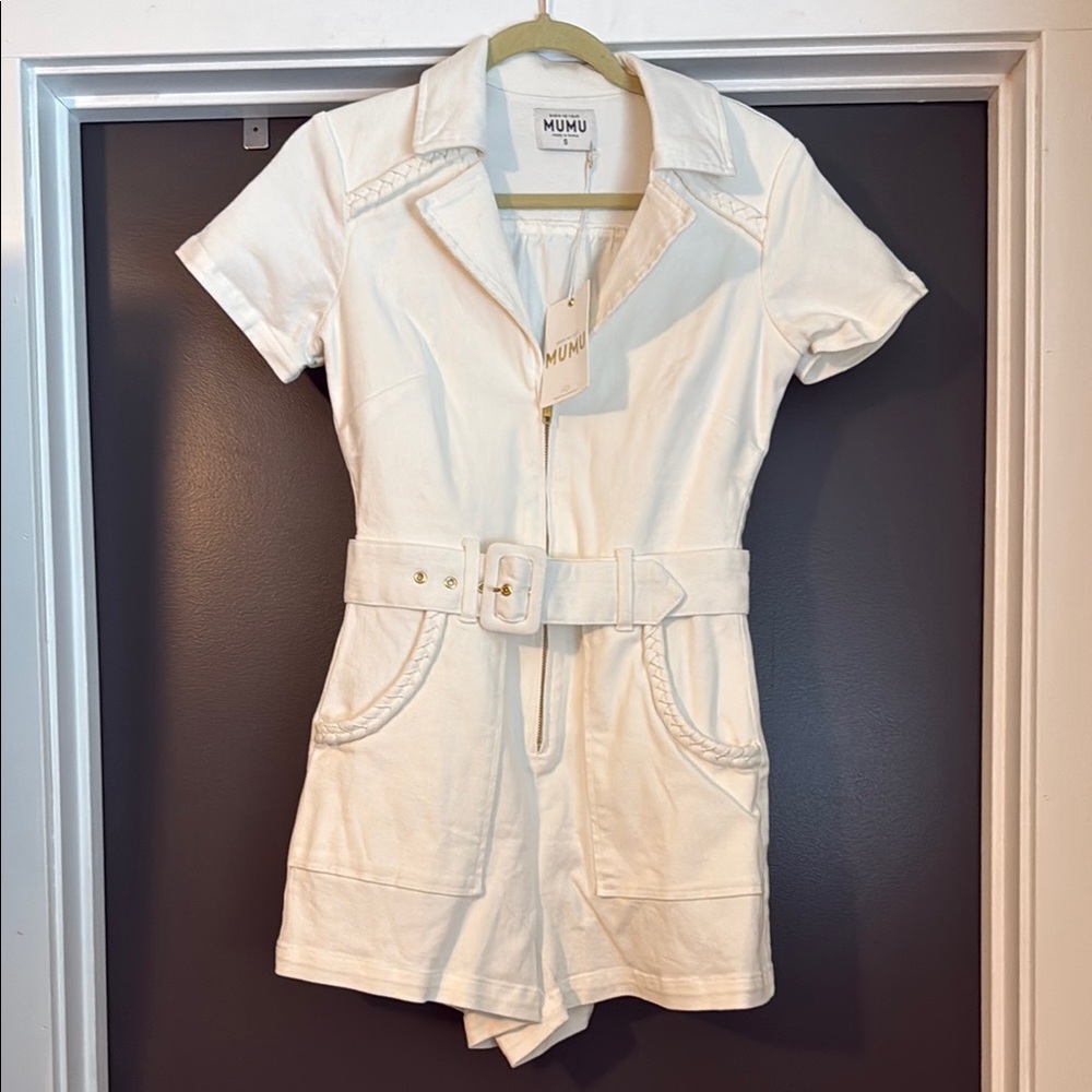 Show Me Your MuMu White Belted Romper